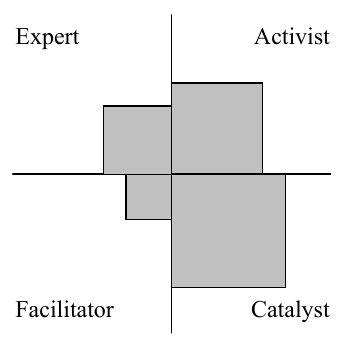 Example profile with Expert, Activist, Facilitator and Catalyst quadrants; Catalyst is the largest area.